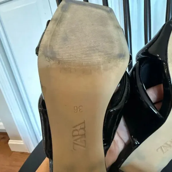 Zara black patent block heel sandals size 6 - Image 8