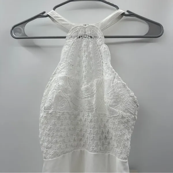 Lulus Dress Made in the Crocheted White Skater Halter‎ Neck Mini Dress Sz XS NEW - Image 4