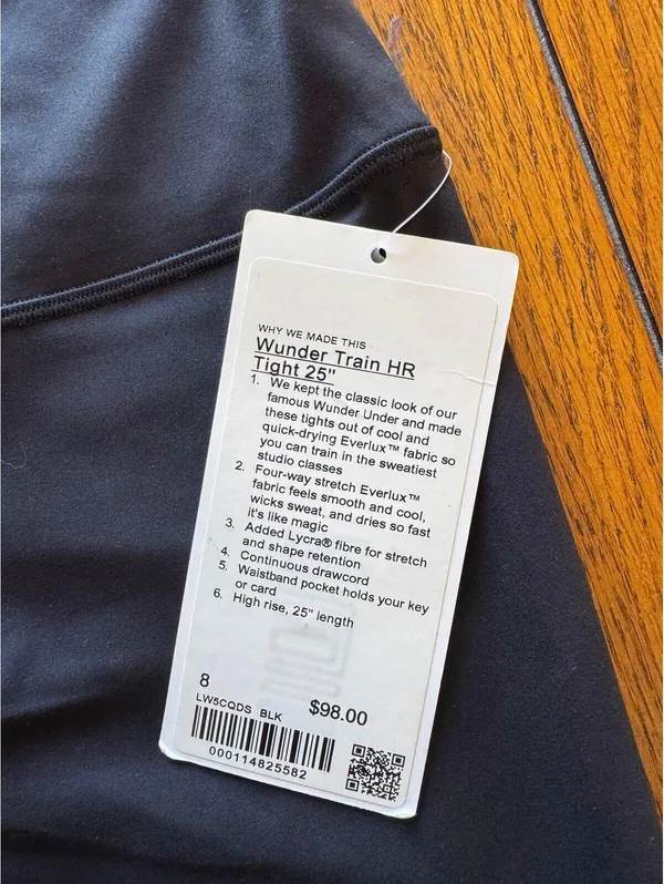Lululemon Wunder Train High Rise 25” Black Size 8 NWT - Image 4
