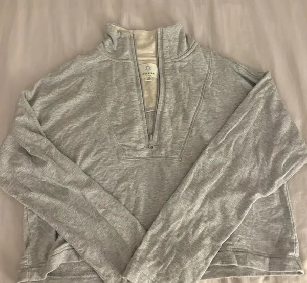 Aerie Quarter-Zip Pullover Grey Oversized - Image 2