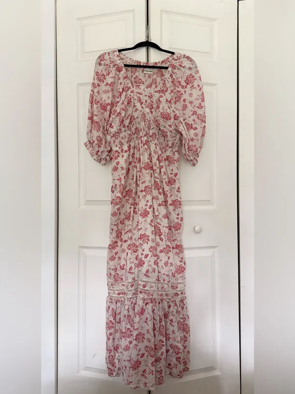 The Normal Brand Isla Maxi Dress Pink and White Print Boho Long Dress Medium - Image 3