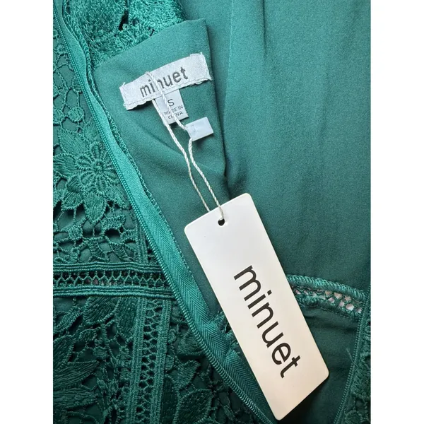 Minuet Emerald‎ Green Floral Lace Cocktail Dress Sheath 3/4 Sleeve Small NWT - Image 3