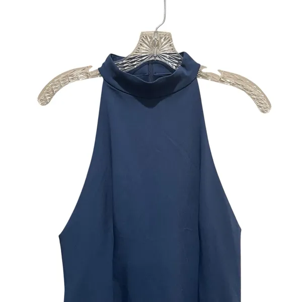 Zara Halter Mini Dress Navy Womens Size Large Sleeveless High Neck - Image 3
