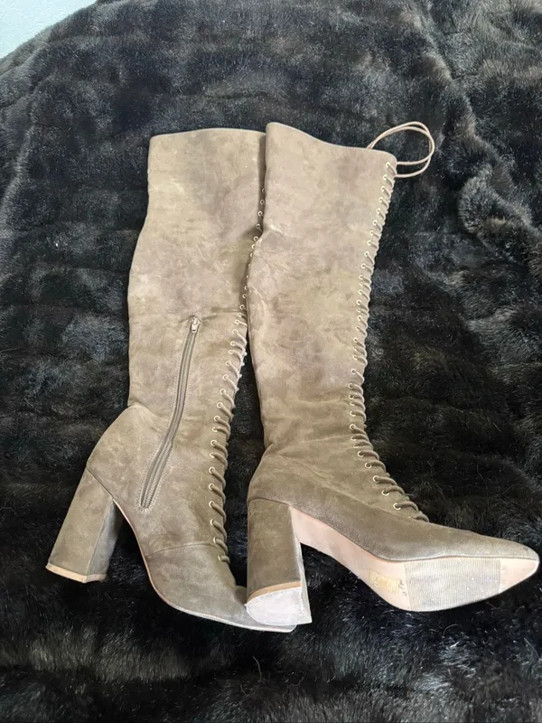 Forever 21 Knee High Lace-up Corset Zipper Boots 6.5 thigh high - Image 3