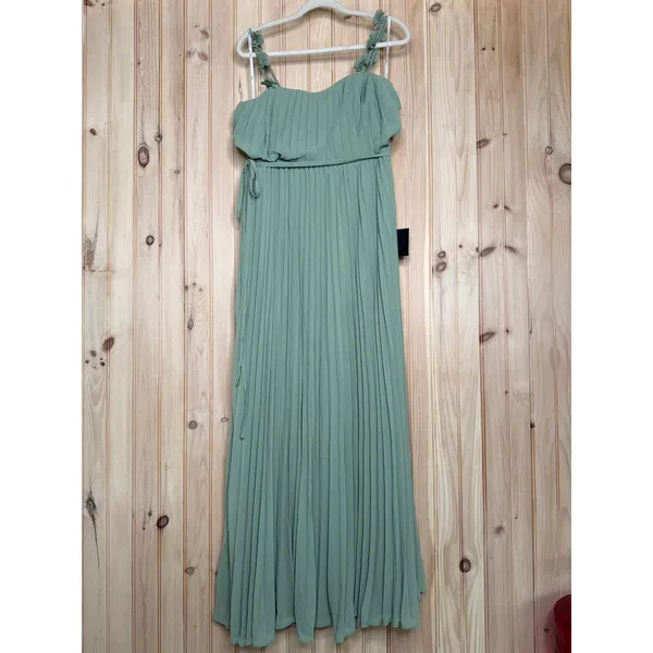 NWT Lulus Hera Sage Pleated Floral Applique Maxi Dress Bridesmaid Gala Size L - Image 2