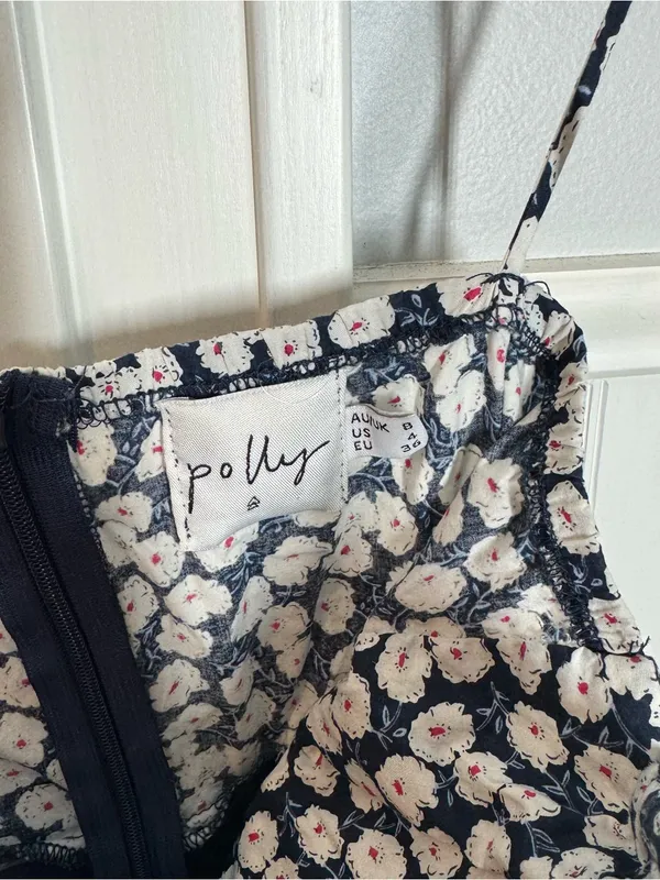 Oh Polly Princess Polly Rowi mini dress blue white‎ ditsy floral print with tie straps 4 - Image 3