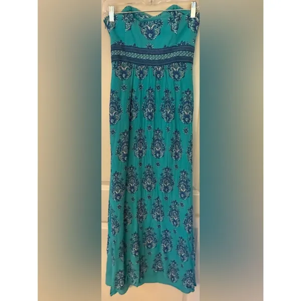 Vineyard Vines Teal Tube Top Maxi Dress Women's Sz 2 - Image 2