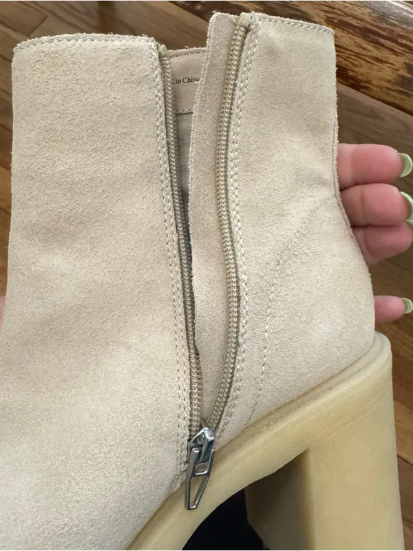 Dolce Vita BOOTIES Dune Suede SIZE 8 Platform Heel 3.5" Zipper on Side - Image 7
