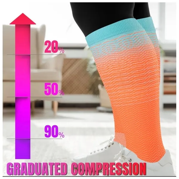 Unisex 20-30 mmHg Compression Socks 4XL Colorful Neon Gradient Medical 2 Pack‎ - Image 5