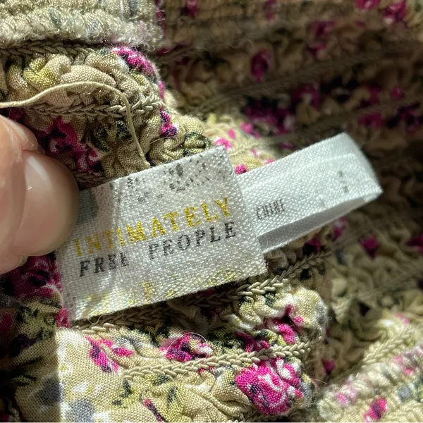 Free People Bralette floral smocked strapless tube womens Beige (medium) boho - Image 3
