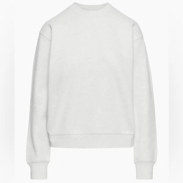 Aritzia Cozy Fleece Perfect Crew Sweatshirt in Heather Cloud White - Image 4
