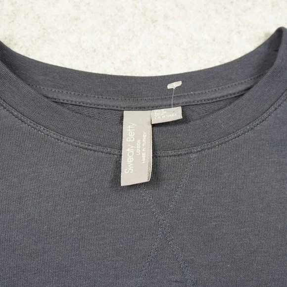 Sweaty Betty After Class Longline Crewneck Sweatshirt‎ Navy Blue Organic Cotton - Image 4