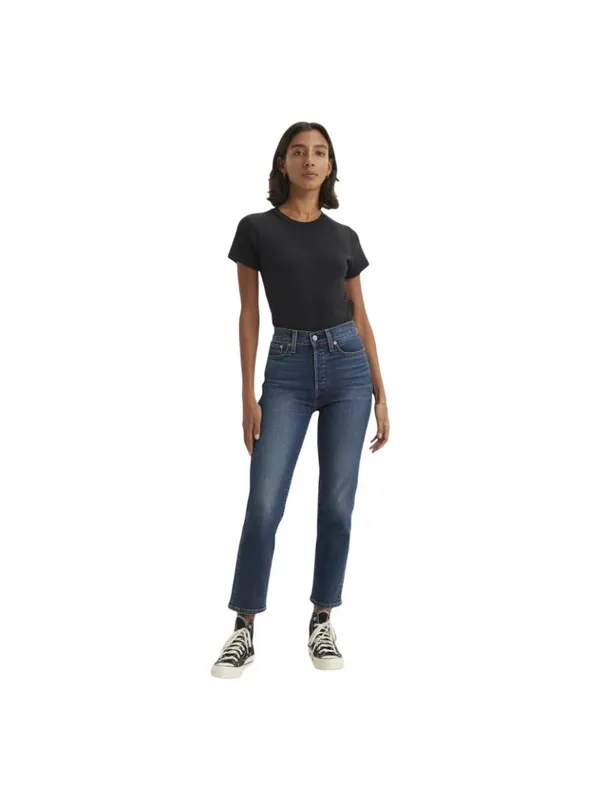 Levi's Womens Wedgie Button Fly Straight Jeans Indigo Here We Go Blue 26x28 - Image 11