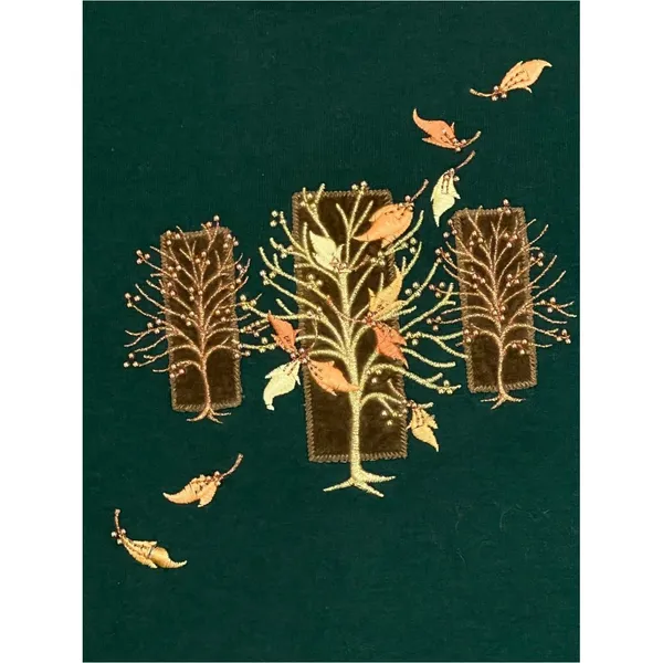 Pleasant Shade Vintage Green Embellished Fall Leaves Crewneck Sweater Size Large - Image 5