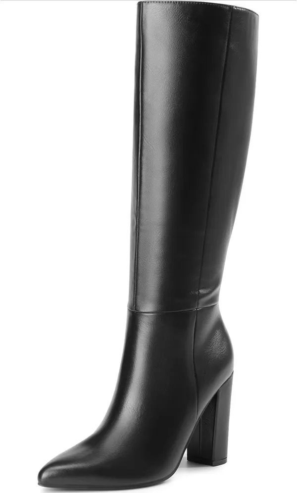 Amazon Black Heeled Knee High Boots - Image 3