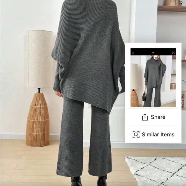 Cozy Ribbed Knit Two-Piece Set in Charcoal Gray NWOT. - Image 8