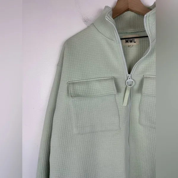 Madewell Mint Green Quilted Jacquard Zip‎ Women Jacket Sz M - Image 6