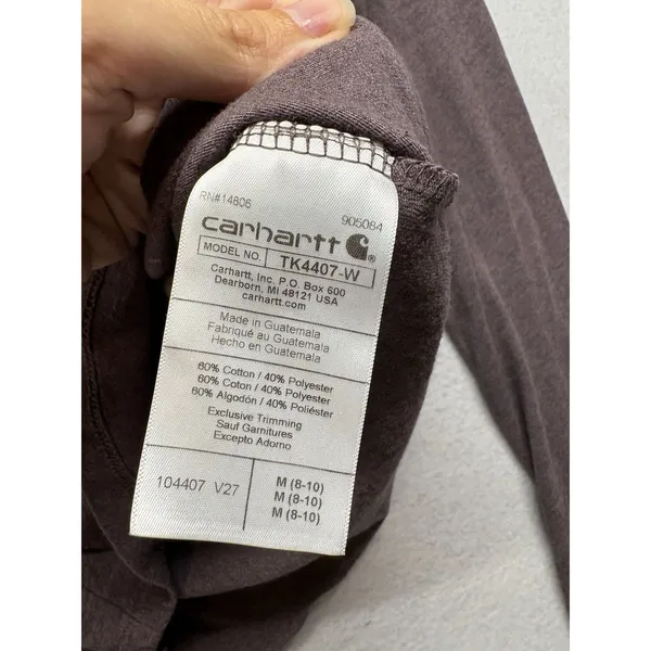 Carhartt Relaxed Fit V-Neck Long Sleeve T-Shirt Purple M 8-10 104407 V27 - Image 3