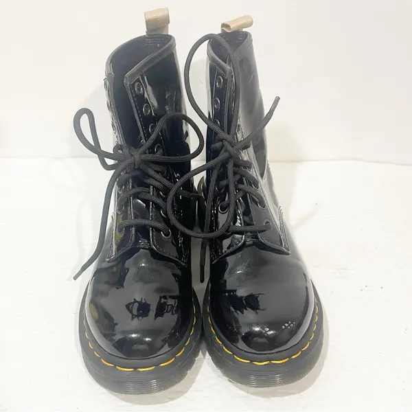 Dr. Martens Womens Sz 5 1460 Black‎ Patent Leather Lace Up Combat Boots - Image 2