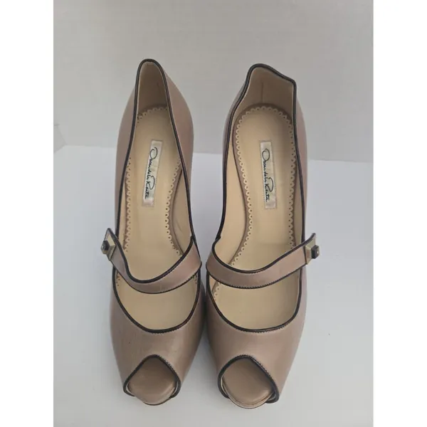 Oscar de la Renta Tan Peep-Toe Heels size 38.5 EUR / 8 US - Image 2