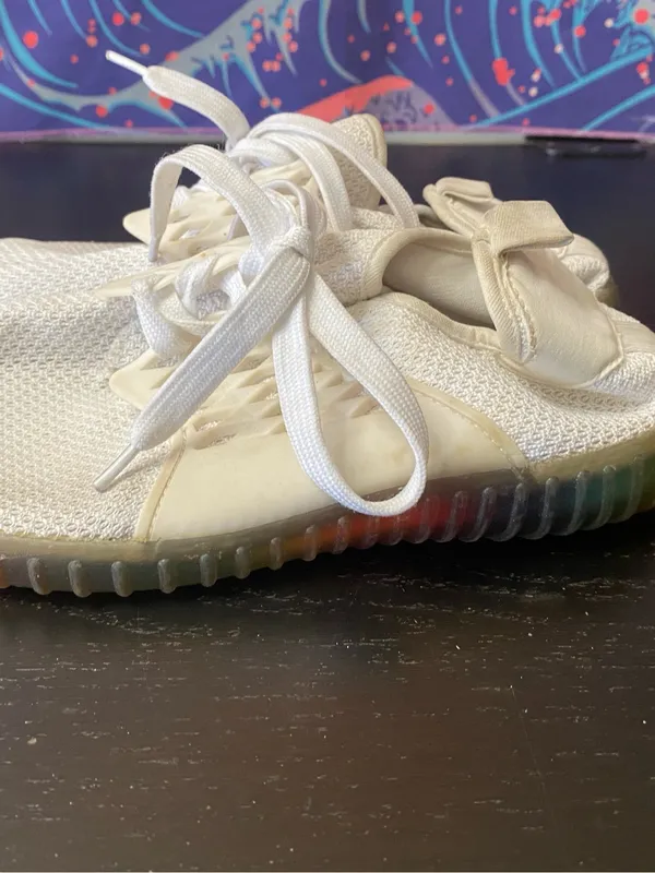 Light Cream Knit Lace-Up Sneakers - Image 4