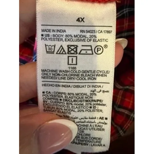 Old Navy Smocked Peplum Top Women 4X Red Tartan Plaid Square Neck Holiday Preppy - Image 11