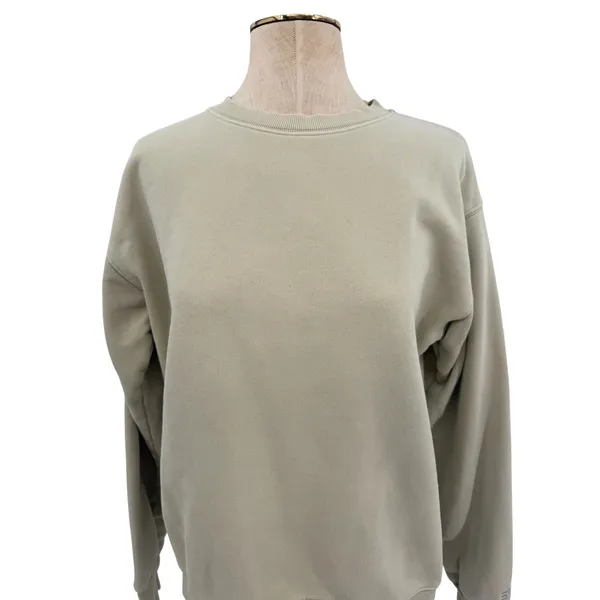 Aritzia Tna CozyAF Fleece Crew Sweatshirt Pullover Sage Green Size Small - Image 2