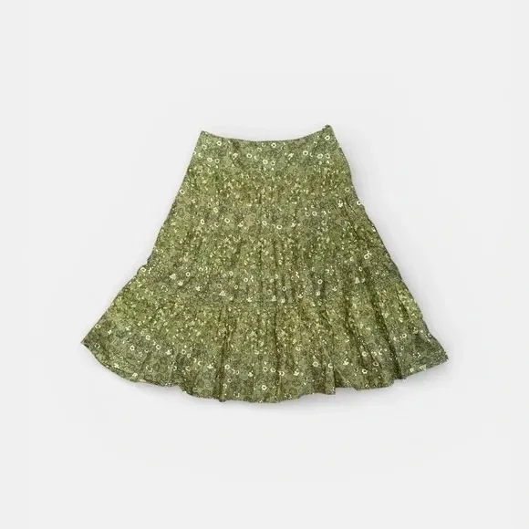 H&M Olive Floral‎ A-Line Skirt size 6 - Image 3