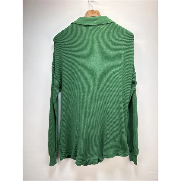 Free People Beach Picnic‎ Sweater Romper Size XS Green Cotton Linen Ribbed Knit - Image 5