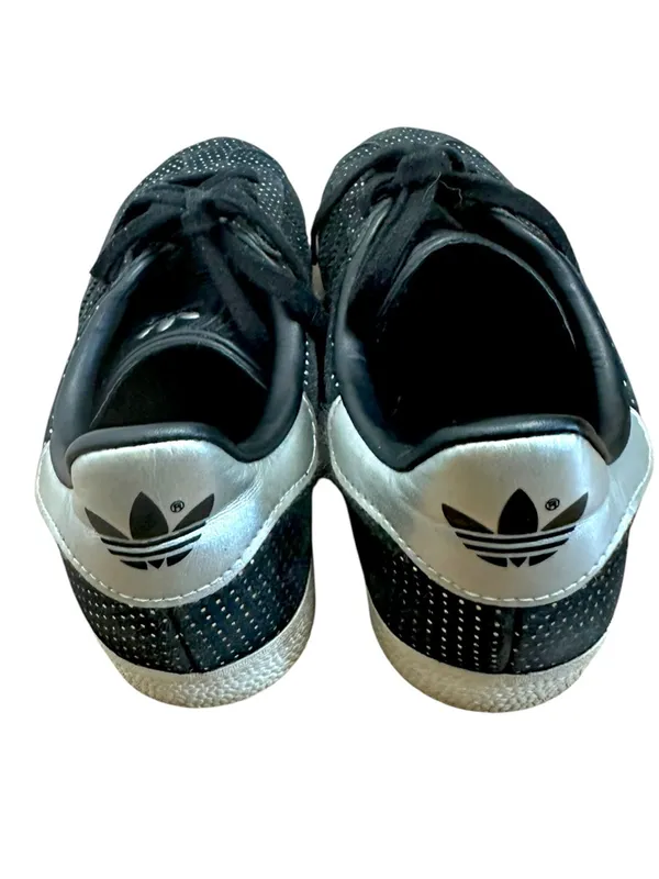 Adidas Gazelle Core Black suede Silver Metallic polka dots shoe sneakers 6.5 38 - Image 4