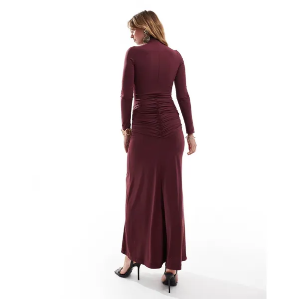 Bardot Alix Maxi Long Sleeve Turtleneck Draped Sash Ruched tie front dress US 6 - Image 6