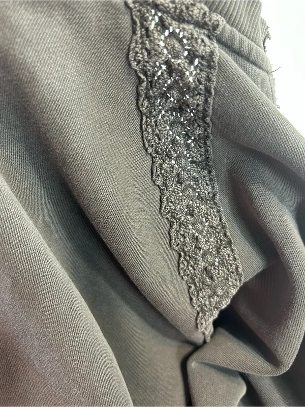 aerie Charcoal Lace-Trim Crewneck Sweatshirt - Image 4