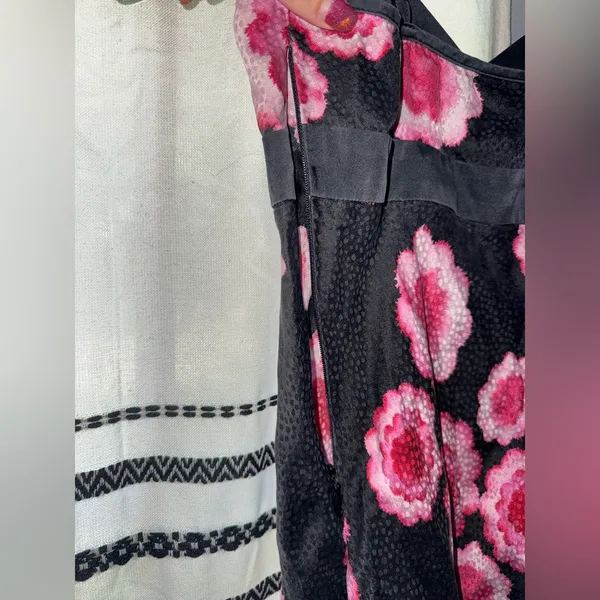 Trina Turk Black Tank with Pink Floral Design - Image 4