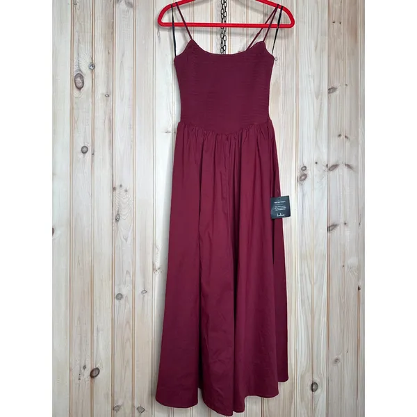 NWT Lulus Tandria Burgundy Smocked Sleeveless Midi Dress Gala Banquet Size M - Image 2