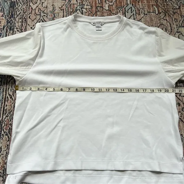 Athleta Mixed Media Long Sleeve White Pullover Sweatshirt Crew Neck Size Medium - Image 6