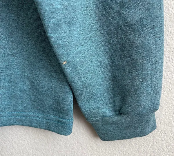 Vintage 90s Blue Yosemite Embroidered Wolf Mountain Crewneck Pullover Sweatshirt - Image 13