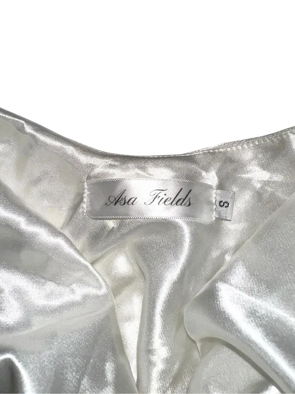 Asa Fields Florence Gown High Low Halter Open Back Satin Ivory Dress SMALL - Image 5