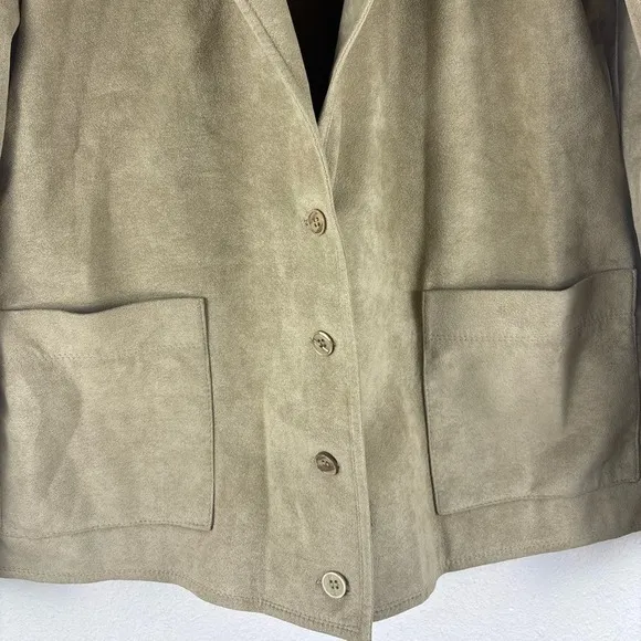 Vintage Samuel Robert by Peter Hatsi Androu Womens 6 Tan Suede‎ Button Up Blazer - Image 3