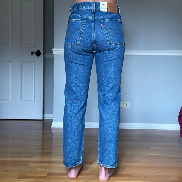 Levi’s Wedgie Straight Jeans Women’s 27x28 Blue High Rise Distressed 100% Cotton NWT - Image 3