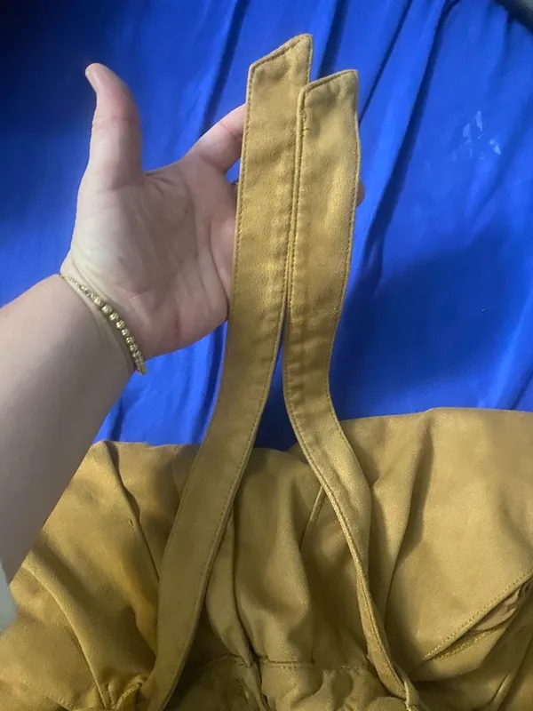 Mustard Yellow suede pants, by free people size 4 - Gathered Detail - Image 2