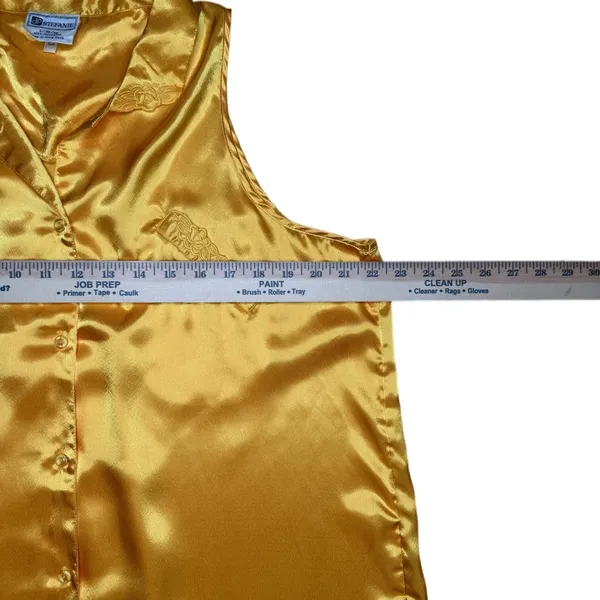 Vintage Stefanie Lingerie Slip‎ Dress L Chemise Button Golden Yellow Hong Kong - Image 13