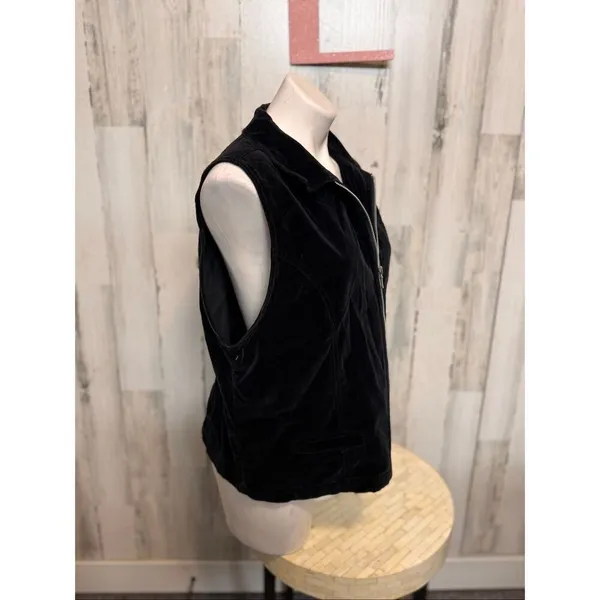 Field & Gear Black Cotton Zip-Up Vest XL Vintage Utility Layering Piece - Image 3