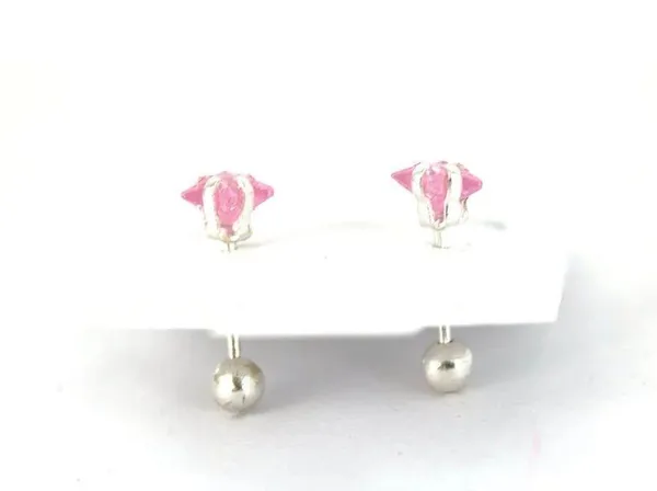 925 Sterling Silver Pink Star Studs - Image 3