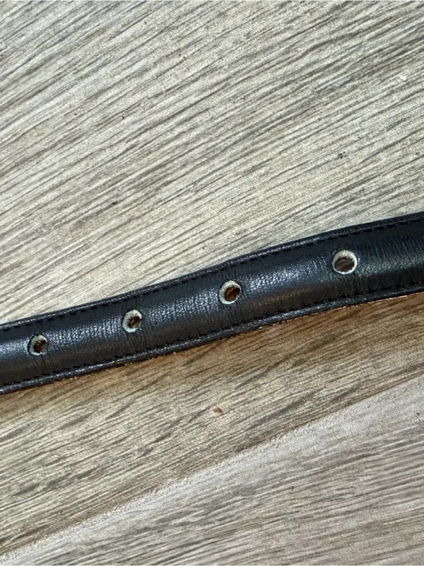 Coach Vintage 2801 Black Skinny Leather Belt Women's Y2K Brass Buckle Size 28 - Image 7