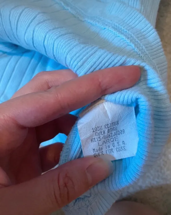 Baby Blue Y2K Ribbed Long Sleeve Henley - Image 3
