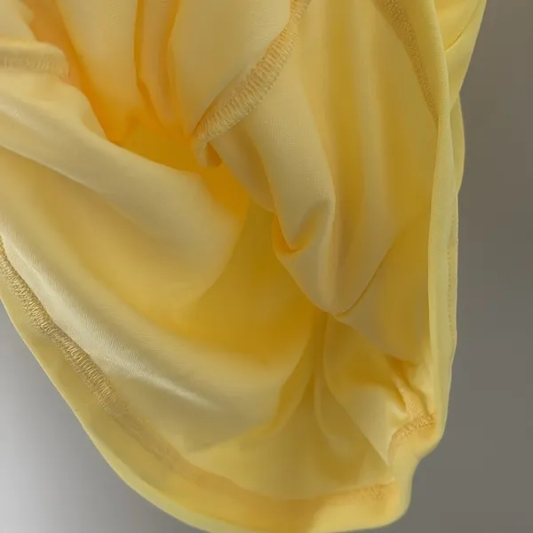 Pretty garden butter yellow mini‎ dress long sheer sleeves ruched body Size S - Image 9