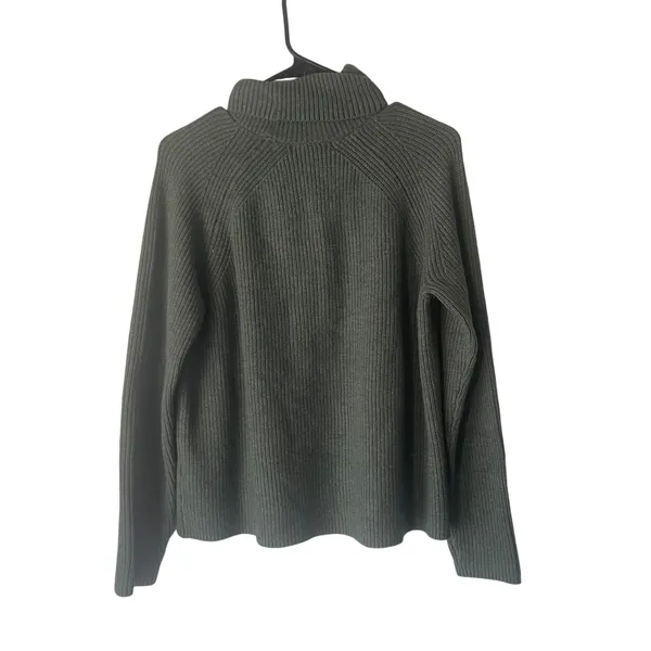 M & S‎ Collection Women's Size Medium Green Tight Knit Turtle Neck Sweater - Image 6