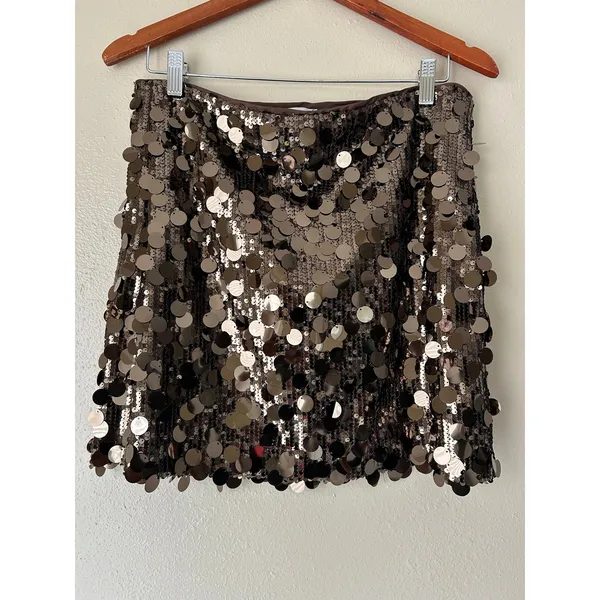 Ann Taylor Loft Brown Sequin Mini Skirt Size 12 - Image 12