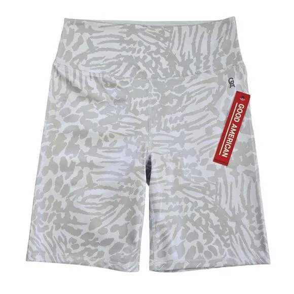 Good American NWT Essentials Leopard Foil‎ Bike Shorts Women's size 3 - Large - Image 2