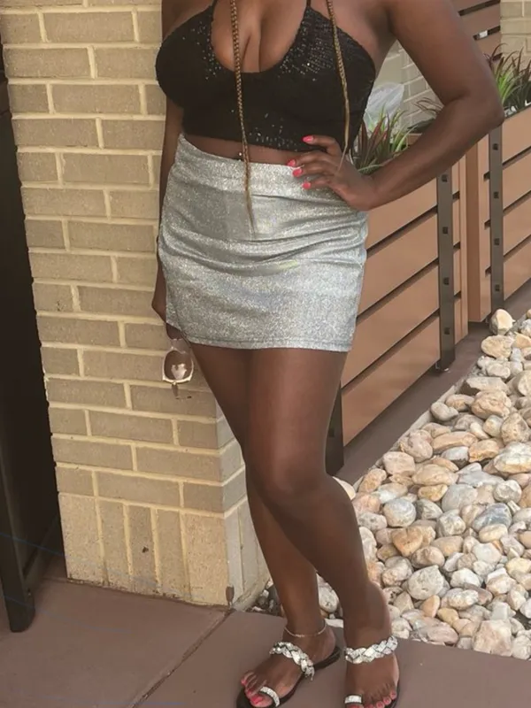 Cider Silver Mini Skirt - Image 2